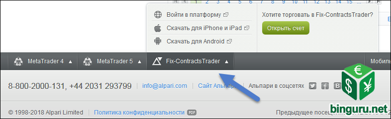 альпари fix contracts trader