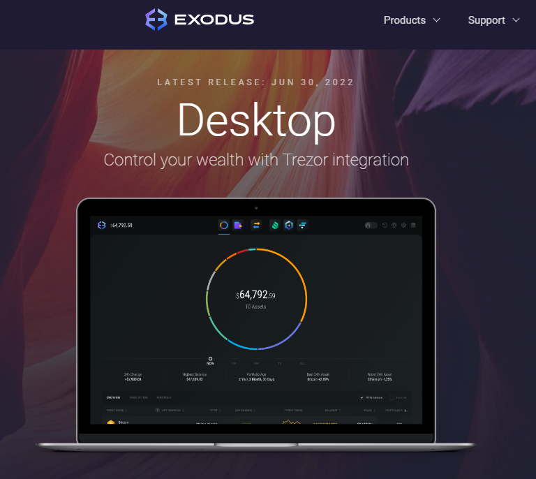 exodus desktop wallet